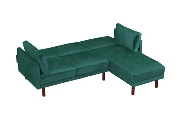 Clair 3-sits Bäddsoffa med Schäslong Ställbar Sammet/Grön/Tr - Dorel Home - Möbler - Soffa - Bäddsoffa - Bäddsoffa divan