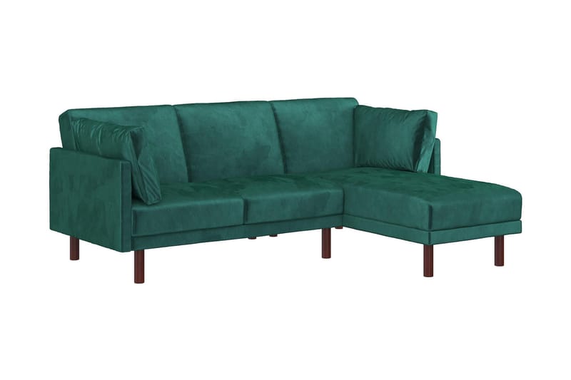 Clair 3-sits Bäddsoffa med Schäslong Ställbar Sammet/Grön/Tr - Dorel Home - Möbler - Soffa - Bäddsoffa - Bäddsoffa divan
