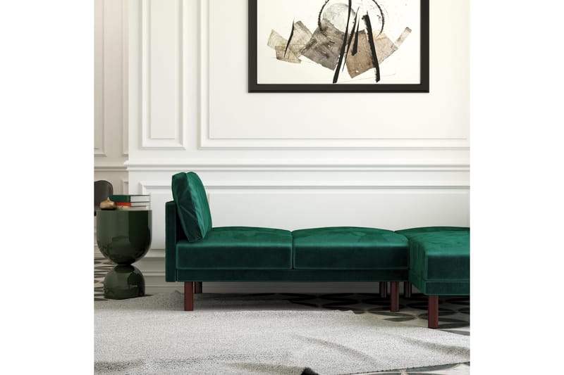 Clair 3-sits Bäddsoffa med Schäslong Ställbar Sammet/Grön/Tr - Dorel Home - Möbler - Soffa - Bäddsoffa - Bäddsoffa divan