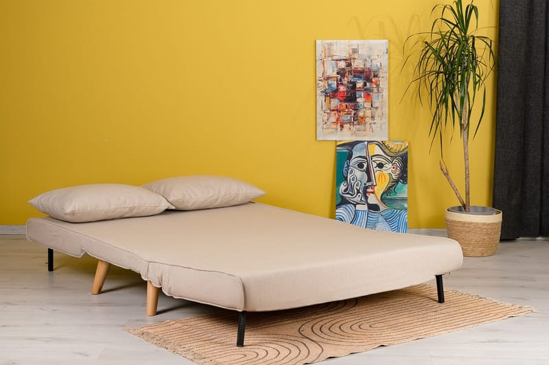 Daigo 2-sits Fällbar Framåtbäddad Bäddsoffa 120x180 cm i Tyg - Beige - Möbler - Soffa - Bäddsoffa