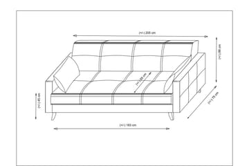 Darcia 3-sits Längsbäddad Bäddsoffa 75x183 cm med Förvaring i Tyg - Beige - Möbler - Soffa - Bäddsoffa