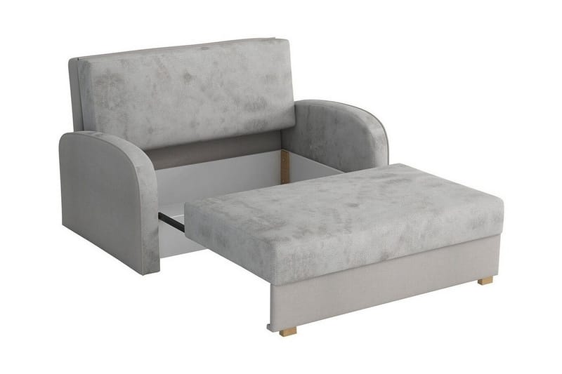 Denegal 2-sits Framåtbäddad Bäddsoffa 112x196 cm med Förvaring i Sammet - Grå - Möbler - Soffa - Bäddsoffa