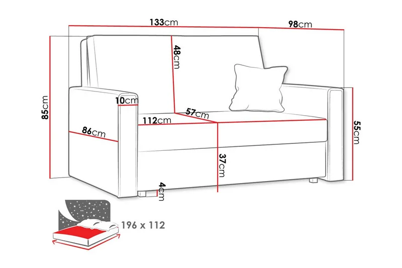 Denegal 2-sits liten bäddsoffa i Manchester - Grå - Möbler - Soffa - Bäddsoffa