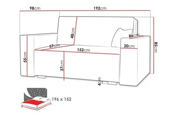 Denegal 2-sits liten bäddsoffa i Tyg - Grön - Möbler - Soffa - Bäddsoffa