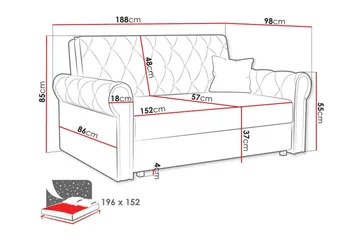 Denegal 2-sits liten bäddsoffa i Plysch - Blå - Möbler - Soffa - Bäddsoffa