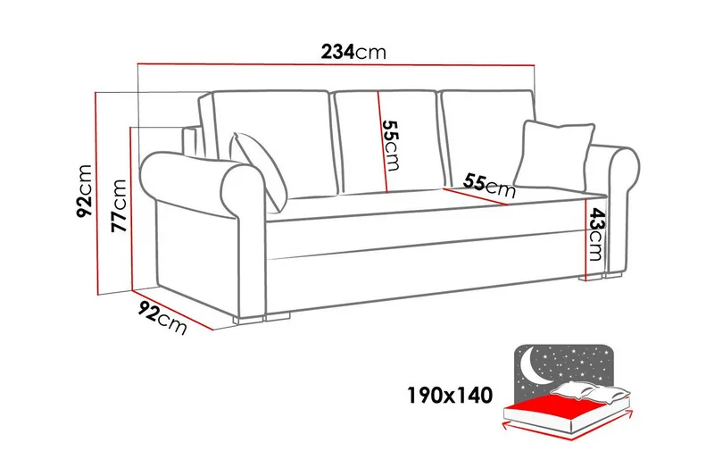 Denegal 3-sits Bäddsoffa - Möbler - Soffa - Bäddsoffa
