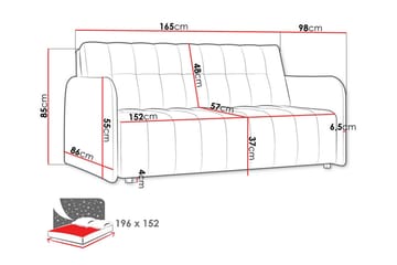 Denegal 3-sits Framåtbäddad Bäddsoffa 152x196 cm med Förvaring i Tyg - Taupe - Möbler - Soffa - Bäddsoffa