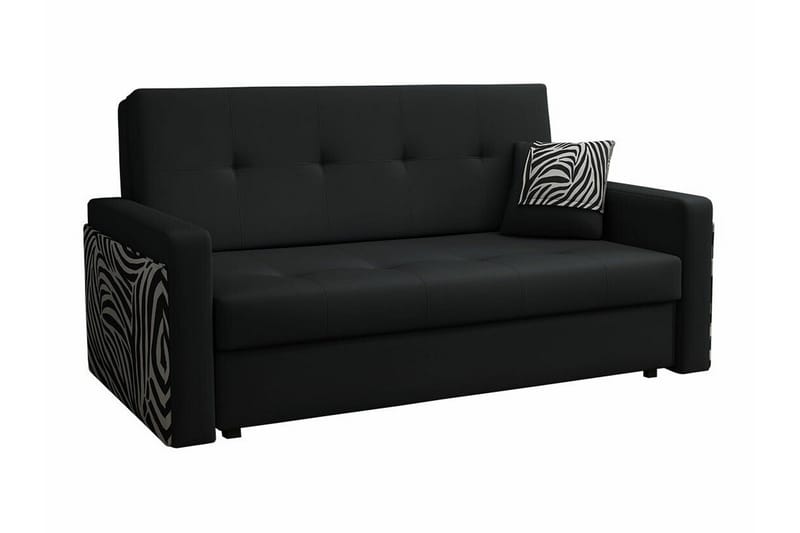 Denegal 3-sits Utdragbar Bäddsoffa 130x196 cm med Förvaring i Konstläder, Svart