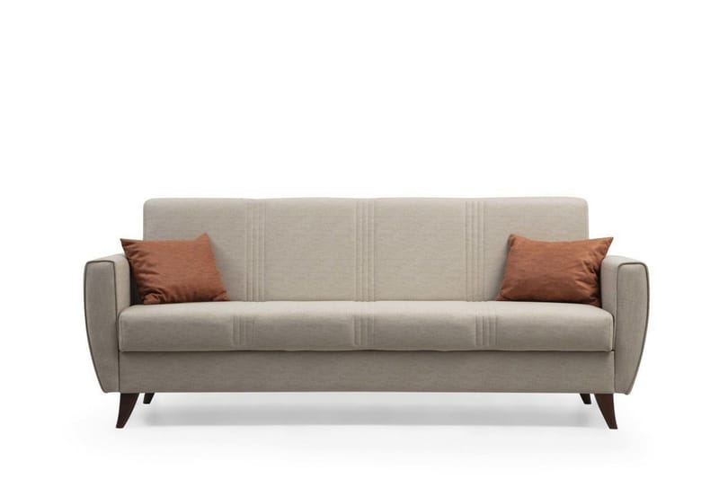 Dewan 3-sits Längsbäddad Bäddsoffa 96x183 cm med Förvaring i Linne, Beige