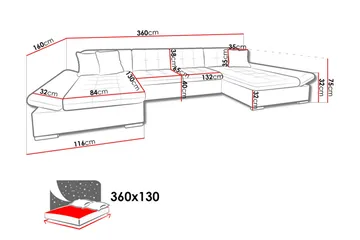 Dewitt 6-sits Bäddsoffa - Mörkgrå - Möbler - Soffa - Bäddsoffa