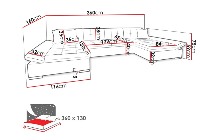 Dewitt Bäddsoffa Dubbeldivan 5-sits - Grön - Möbler - Soffa - Bäddsoffa