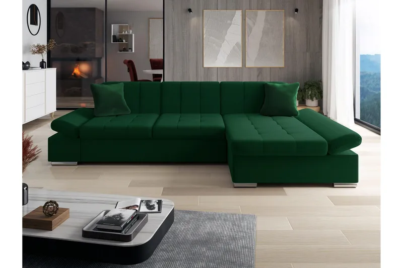 Djerra Bäddsoffa m. Divan 3-sits, Grön