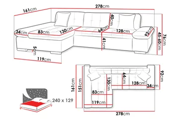 Djerra Bäddsoffa med Divan 3-sits - Grön - Möbler - Soffa - Bäddsoffa