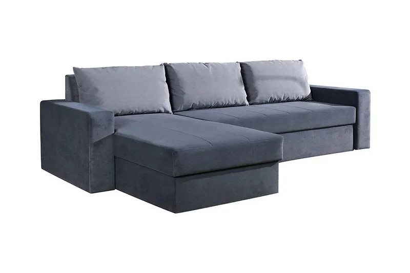 Domino Divanbäddsoffa 234x156x82 cm, Blå/Grå