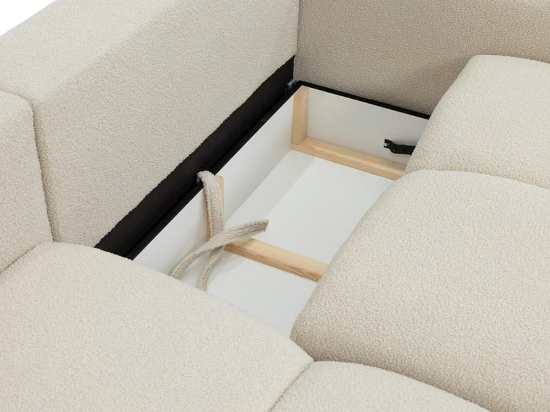 Durven 3-sits Vänster Bäddsoffa med Förvaring i Bouclé - Beige - Möbler - Soffa - Bäddsoffa