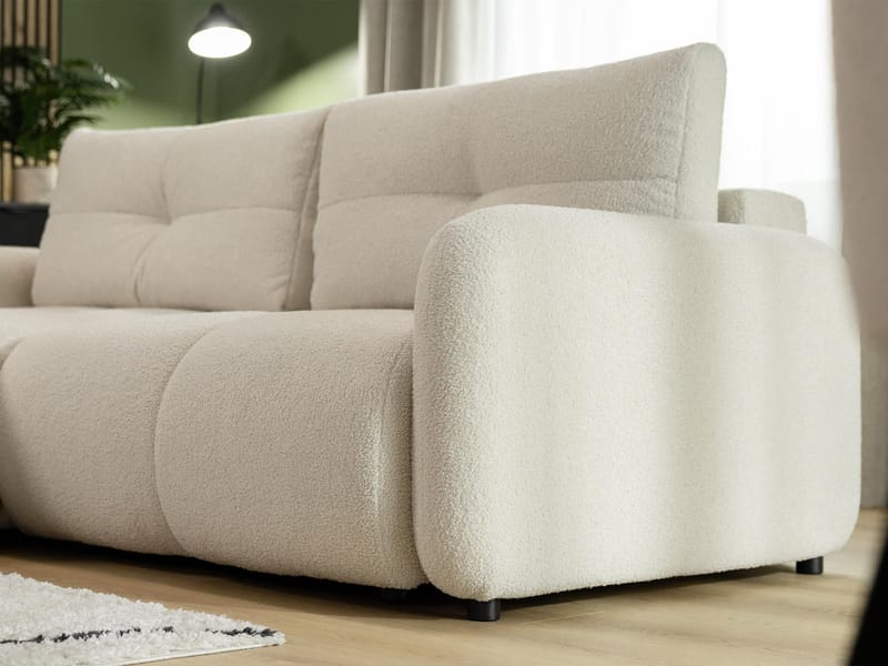 Durven 3-sits Vänster Bäddsoffa med Förvaring i Bouclé - Beige - Möbler - Soffa - Bäddsoffa