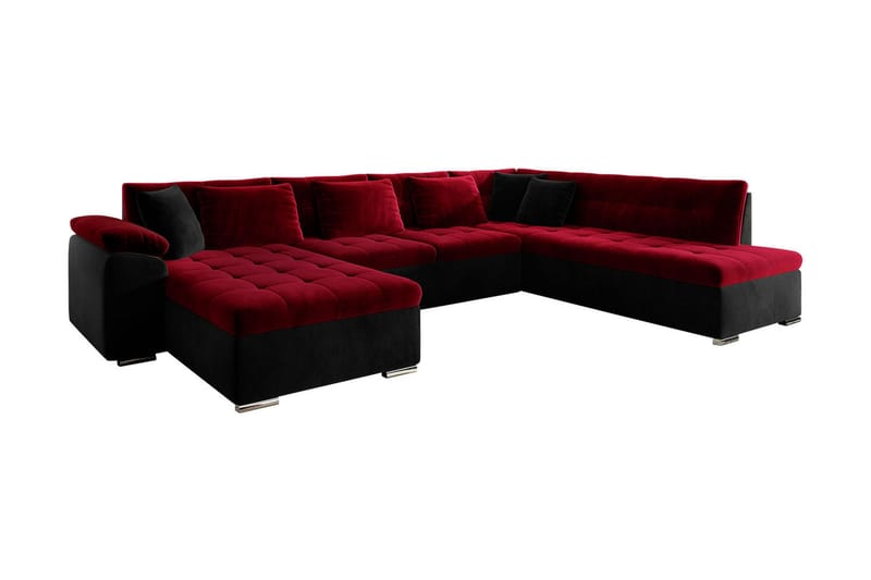 Dynir 4-sits Bäddsoffa i Sammet, Vinröd