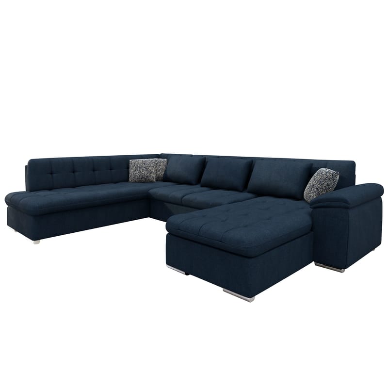 Dynir 5-sits Vänstervänd U-formad Bäddsoffa 125x290 cm med Förvaring i Tyg, Blå
