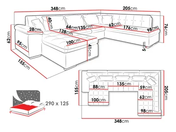 Dynir Bäddsoffa med Divan och Schäslong 5-sits - Blå - Möbler - Soffa - Bäddsoffa