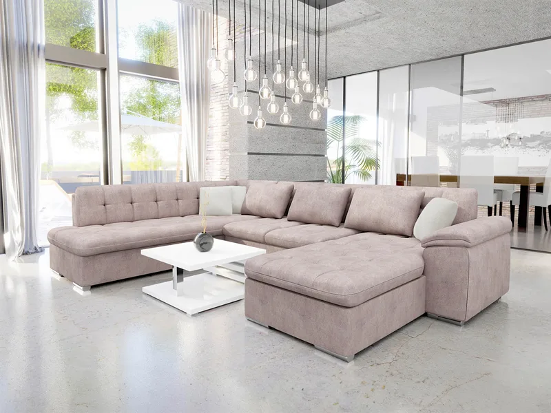 Dynir Bäddsoffa med Divan och Schäslong 5-sits - Rosa - Möbler - Soffa - Bäddsoffa