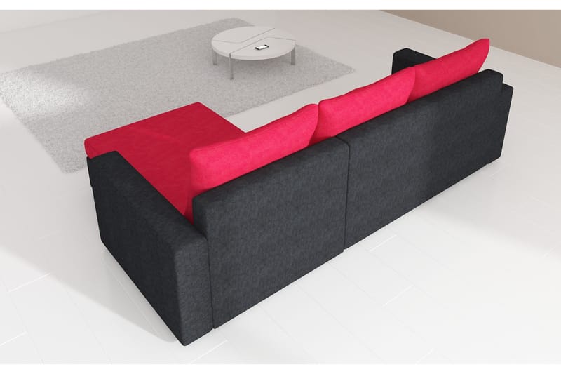 Eguino 3-sits Höger Hörnbäddsoffa i Tyg med Konstläderunderrede - Ljusgrå Melerad - Möbler - Soffa - Bäddsoffa
