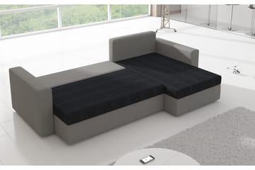 Eguino 3-sits Vänster Hörnbäddsoffa 125x195 cm med Förvaring i Tyg - Mellangrå - Möbler - Soffa - Bäddsoffa
