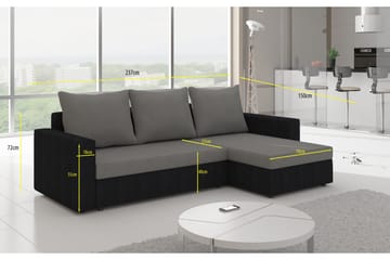 Eguino 3-sits Vänster Hörnbäddsoffa 125x195 cm med Förvaring i Tyg - Mellangrå - Möbler - Soffa - Bäddsoffa