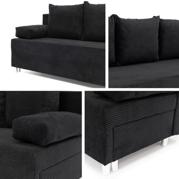Eifion 3-sits Längsbäddad Bäddsoffa 133x192 cm med Förvaring i Tyg - Grå - Möbler - Soffa - Bäddsoffa