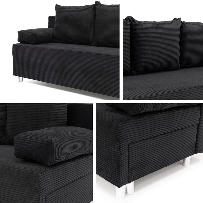 Eifion 3-sits Längsbäddad Bäddsoffa 133x192 cm med Förvaring i Tyg - Grå - Möbler - Soffa - Bäddsoffa