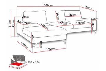 Emet Bäddsoffa med Divan 3-sits - Grå - Möbler - Soffa - Bäddsoffa