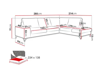 Emet Bäddsoffa med Schäslong 4-sits - Vit - Möbler - Soffa - Bäddsoffa