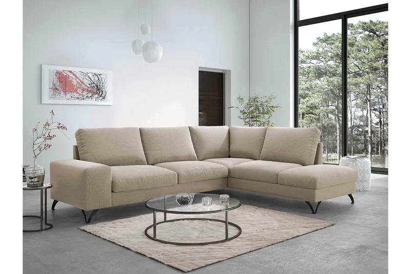 Emet Bäddsoffa med Schäslong 4-sits - Vit - Möbler - Soffa - Bäddsoffa