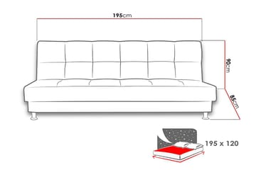 Enduro Bäddsoffa 195x85x90 cm - Grå - Möbler - Soffa - Bäddsoffa