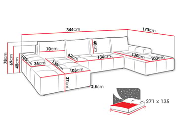 Falor 5-sits U-formad bäddsoffa - grå - Möbler - Soffa - Bäddsoffa