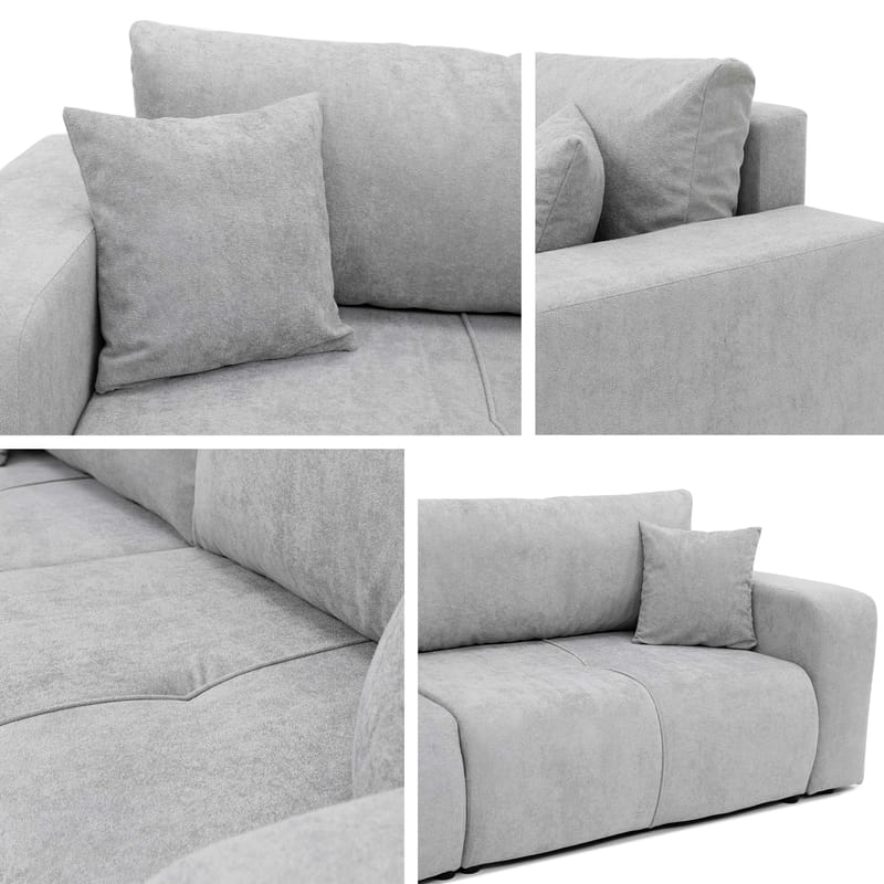 Flo 3-sits Kubisk Bäddsoffa med Förvaring i Bouclé - Brun - Möbler - Soffa - Bäddsoffa