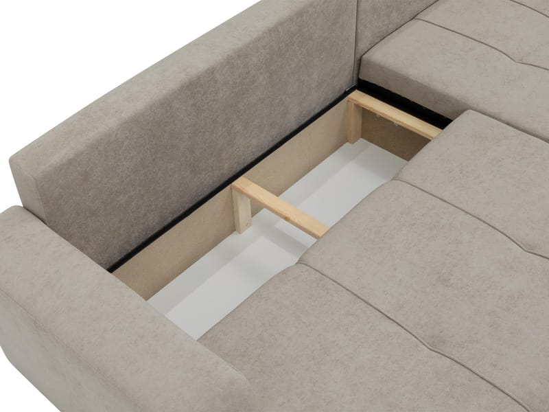 Flo 3-sits Vänster L-formad Bäddsoffa 125x230 cm med Förvaring i Boucle - Brun - Möbler - Soffa - Bäddsoffa