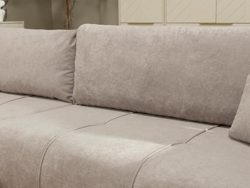 Flo 3-sits Vänster L-formad Bäddsoffa 125x230 cm med Förvaring i Boucle - Brun - Möbler - Soffa - Bäddsoffa