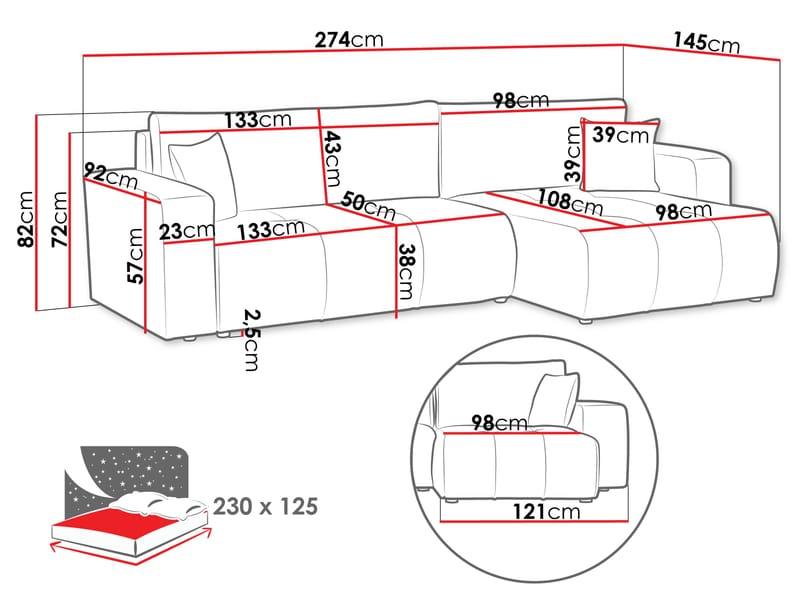 Flo Bäddsoffa med Divan 3-sits - Beige - Möbler - Soffa - Bäddsoffa
