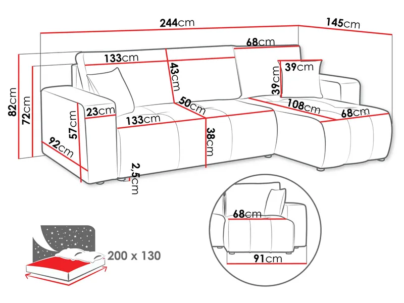 Flo Bäddsoffa med Divan 3-sits - Vit - Möbler - Soffa - Bäddsoffa
