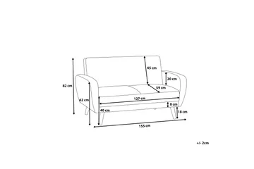 Florli Bäddsoffa 155 cm - Grå - Möbler - Soffa - Bäddsoffa