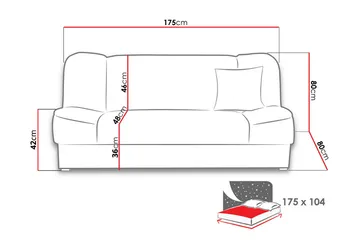 Gabi Soffa 175x80x80 cm - Lila - Möbler - Soffa - Bäddsoffa