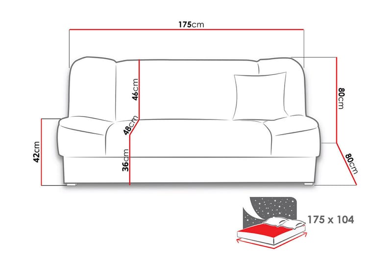 Gabi Soffa 175x80x80 cm - Lila - Möbler - Soffa - Bäddsoffa