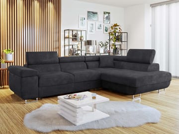 Gabina 4-sits Bäddsoffa med schäslong - svart - Möbler - Soffa - Bäddsoffa
