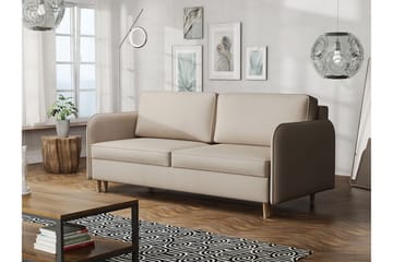 Gaja 2-sits Bäddsoffa Rundade Armstöd i Tyg - Beige - Möbler - Soffa - Bäddsoffa