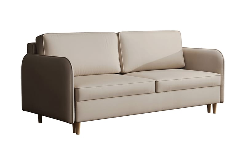 Gaja 2-sits Bäddsoffa Rundade Armstöd i Tyg, Beige