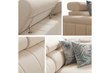 Galbally 3-sits Hörnbäddsoffa Höger 275x198 cm med Förvaring i Sammet - Beige - Möbler - Soffa - Bäddsoffa
