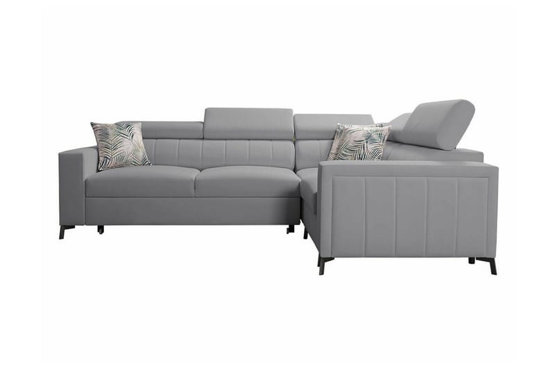 Galbally 3-sits Hörnbäddsoffa Höger 275x198 cm med Förvaring i Sammet - Ljusgrå - Möbler - Soffa - Bäddsoffa