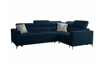 Galbally 3-sits Hörnbäddsoffa Höger 275x198 cm med Förvaring i Sammet - Mörkblå - Möbler - Soffa - Bäddsoffa