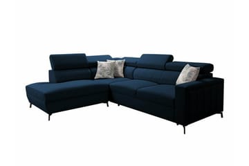 Galbally 3-sits Hörnbäddsoffa Vänster 265x224 cm med Förvaring i Sammet - Mörkblå - Möbler - Soffa - Bäddsoffa