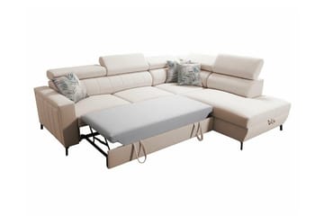 Galbally 3-sits Hörnbäddsoffa Vänster 265x224 cm med Förvaring i Sammet - Mörkblå - Möbler - Soffa - Bäddsoffa
